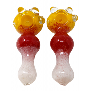 4.5" Tri-Frit Bubble Body Multi Marble Spoon Hand Pipe - (Pack of 2) [ZD221]